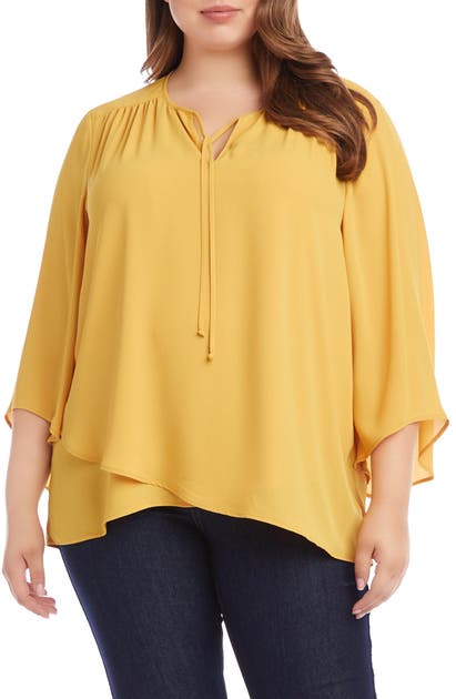 Karen Kane Crossover Crepe Top In Golden