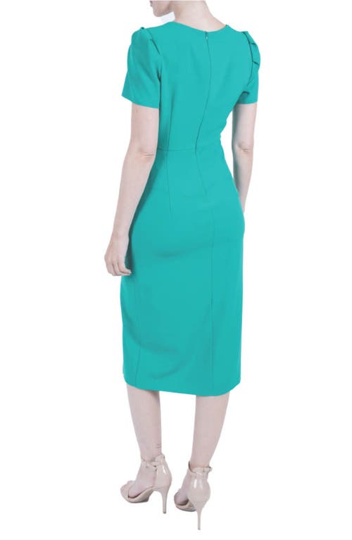 Julia Jordan Ruched Midi Sheath Dress In Resort Emerald