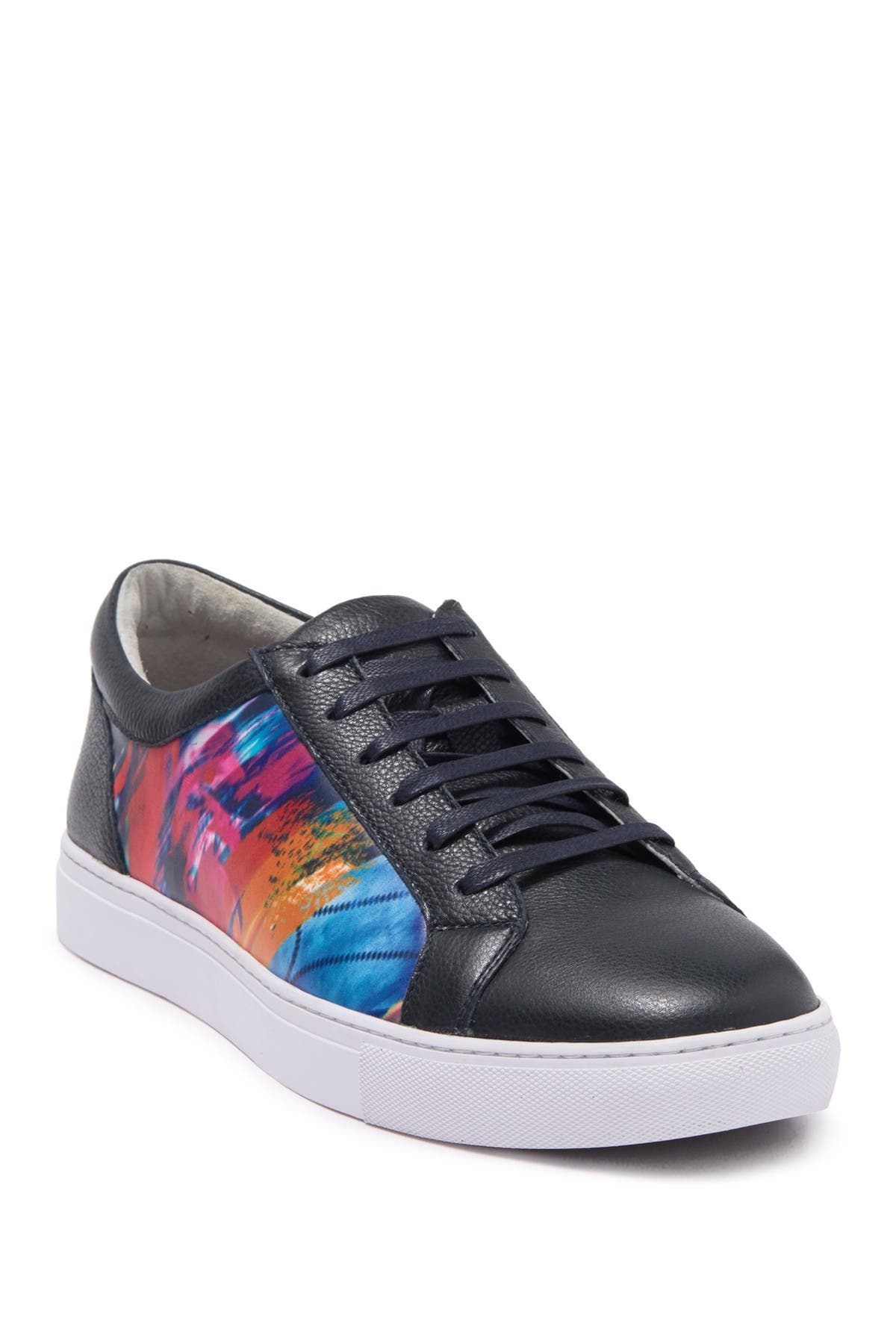 Robert Graham Finish Line Rainbow Lace-up Sneaker In Navy