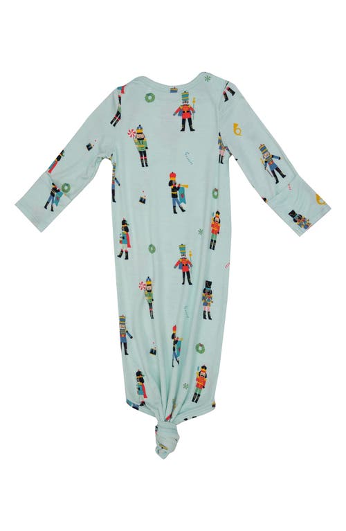 Shop Angel Dear Newborn Holiday Nutcracker Print Knotted Gown In Blue