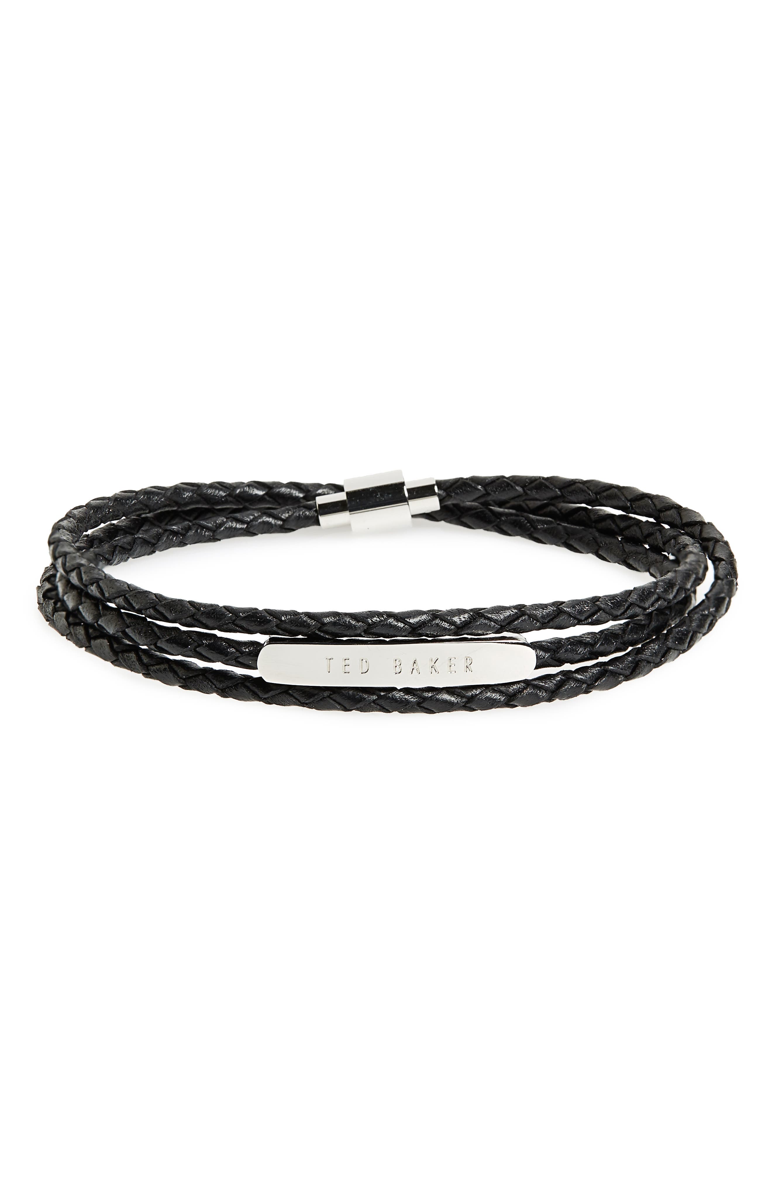 Ted Baker London Basser Braided Leather Wrap Bracelet