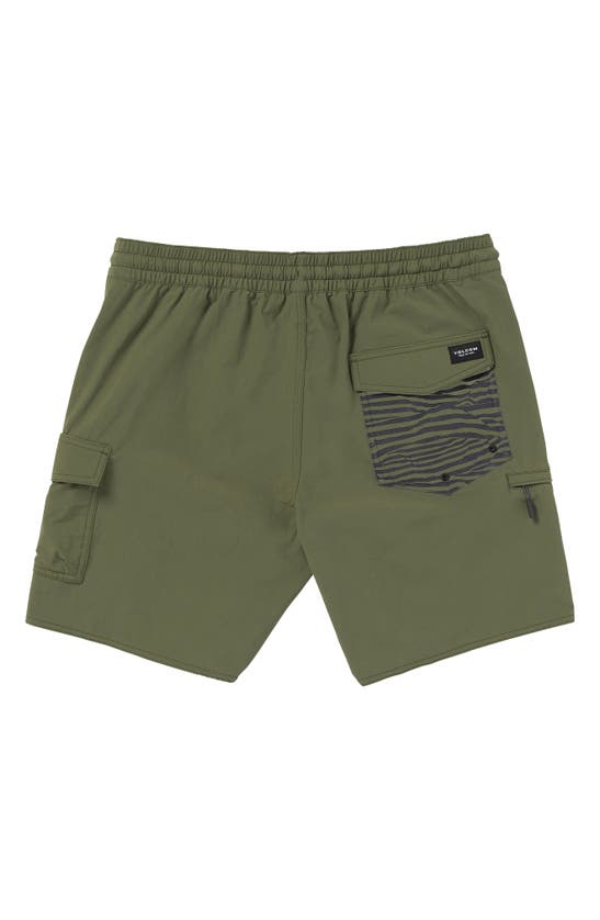 Shop Volcom Truly Liberators Swim Trunks In Wintermoss