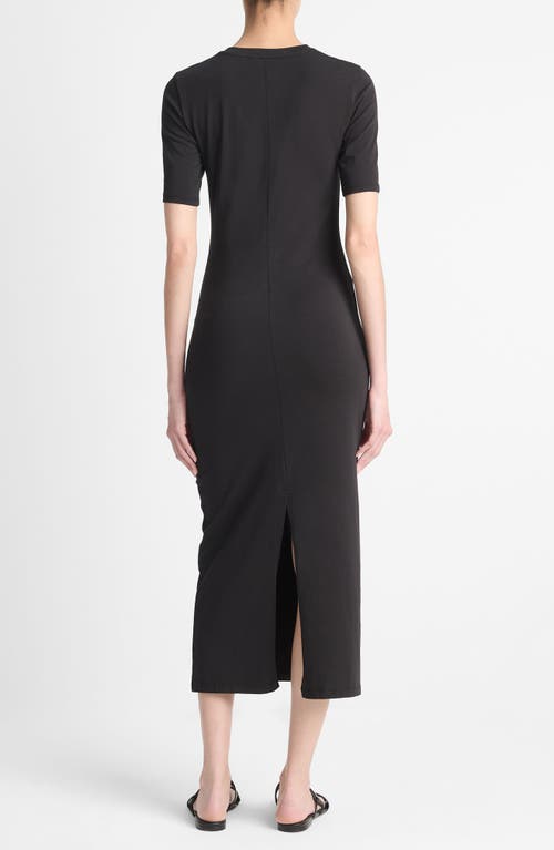 Shop Vince Short Sleeve Midi Dress In Black
