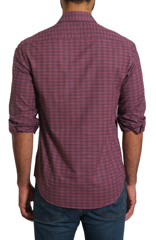 Shop Jared Lang Trim Fit Check Pima Cotton Button-up Shirt In Dark Pink Plaid