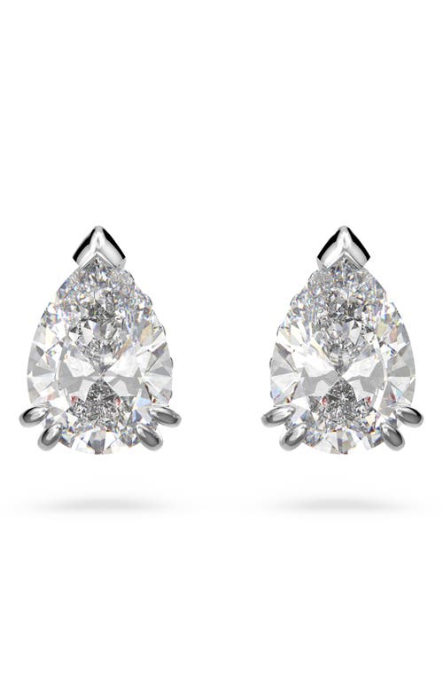 Swarovski Millenia Pear Crystal Stud Earrings In Silver/clear Crystal