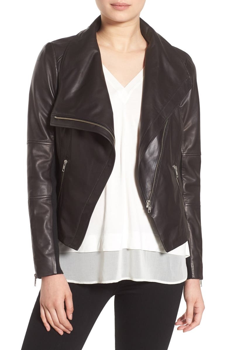 Trouvé Drape Front Leather Jacket | Nordstrom