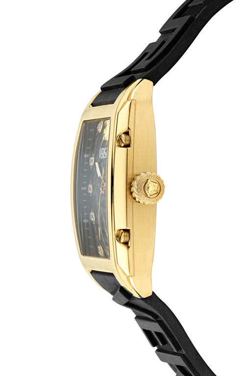 Shop Versace Dominus Diamond Silicone Strap Watch, 44mm X 36mm In Ip Yellow Gold