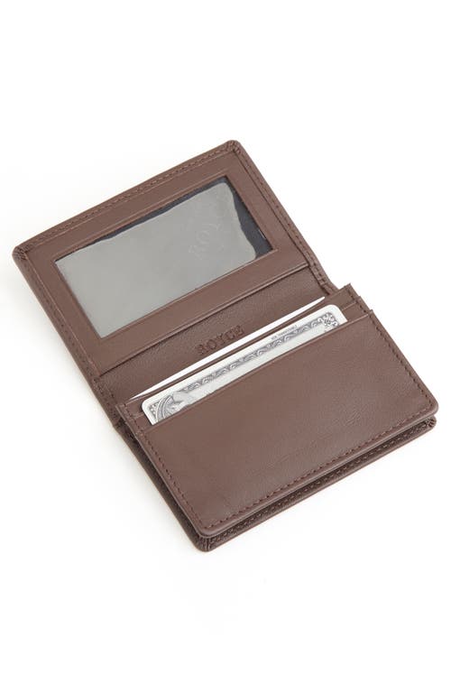 Royce New York Leather Card Case In Brown- Gold Foil