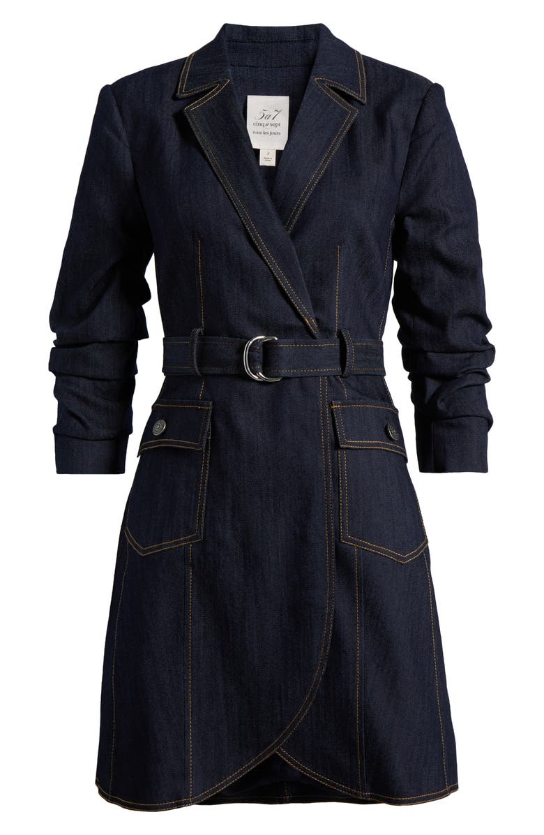 Cinq à Sept Jenessa Belted Denim Blazer Dress, Alternate, color, Indigo