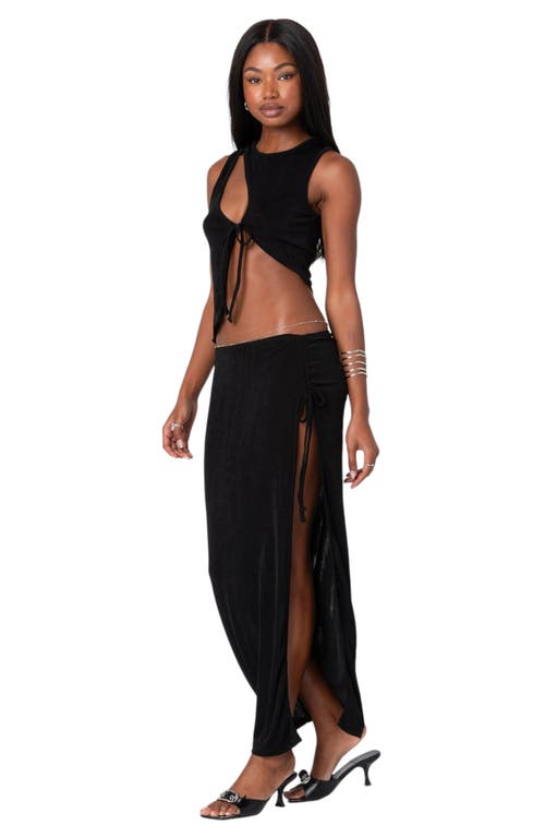 Shop Edikted Goldie Slit Maxi Skirt In Black