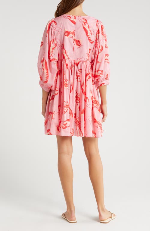 Shop Farm Rio Lobster Print Cover-up Dress In Lobsters Pink