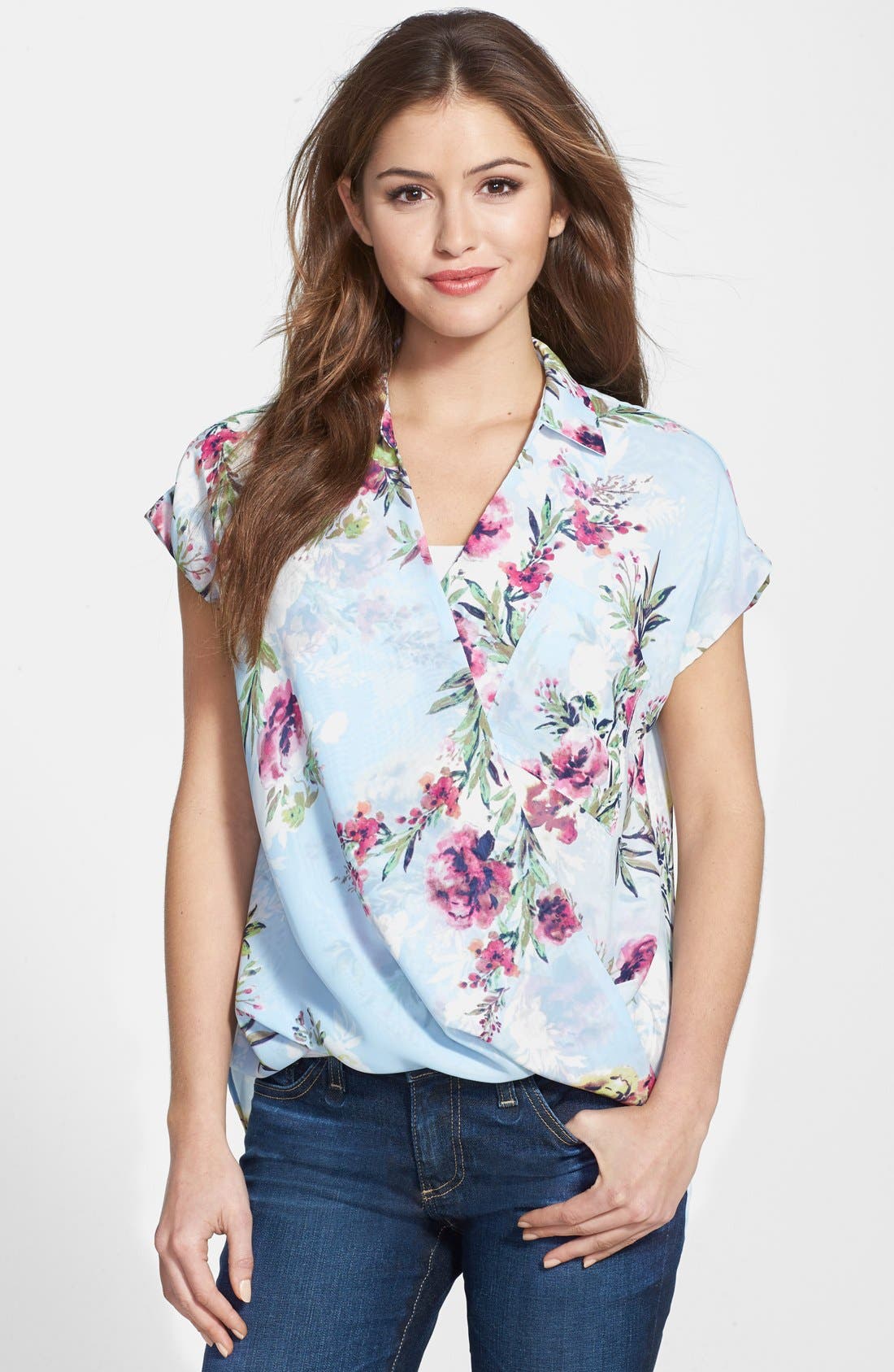 KUT from the Kloth Floral Print Faux Wrap Top Nordstrom