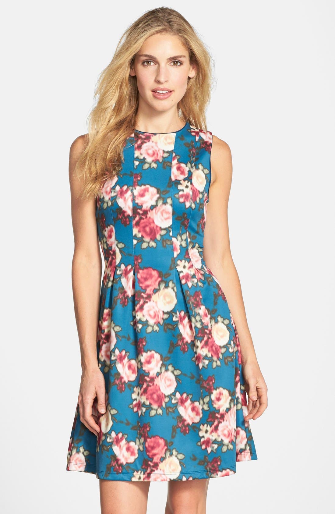KUT from the Kloth Floral Print Sleeveless Scuba Knit Fit & Flare Dress Nordstrom