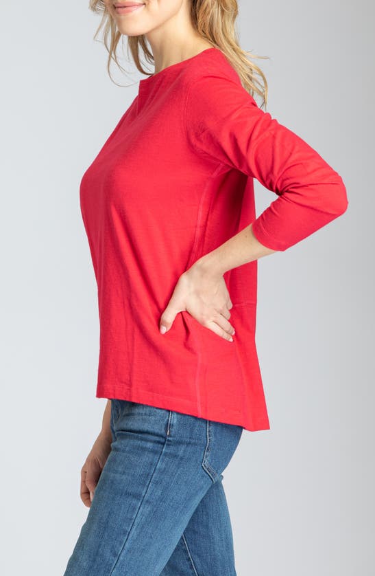 Apny Relaxed Fit Long Sleeve Cotton T-shirt In Red