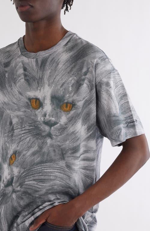 Shop Givenchy Cat Print T-shirt In Grey Multi-colored