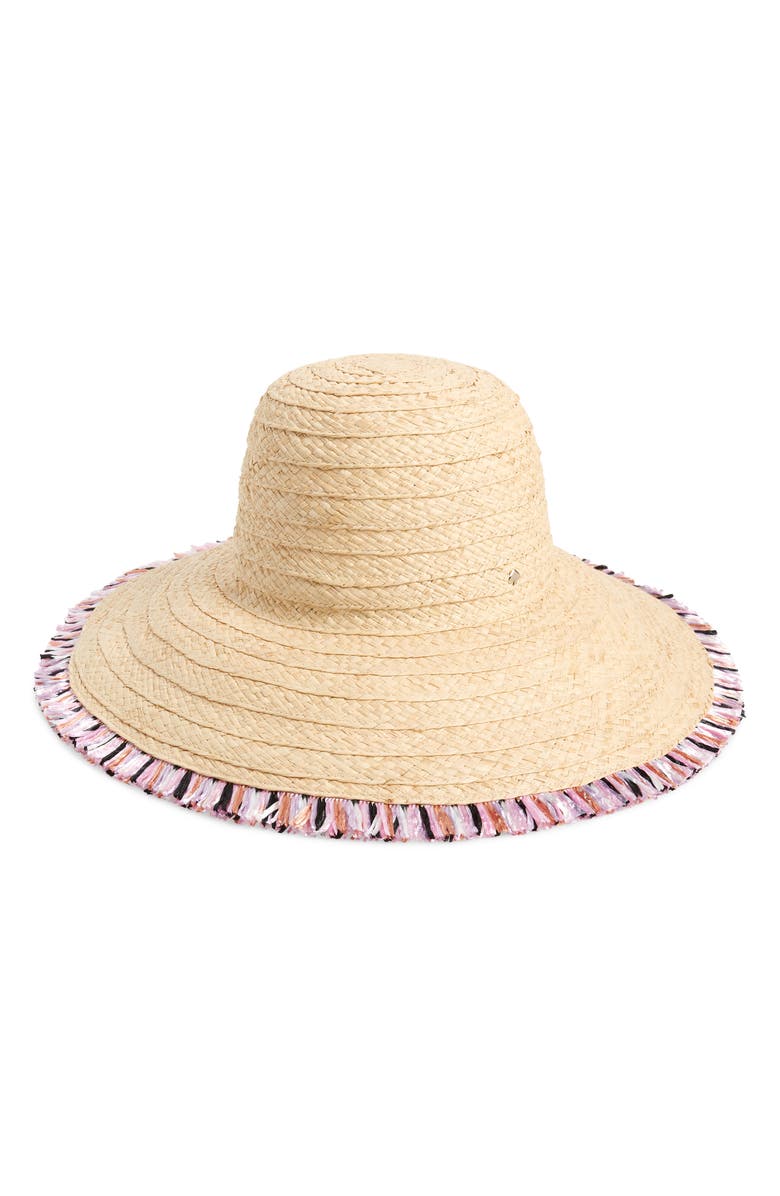 multicolor fringe sun hat, Main, color, NATURAL