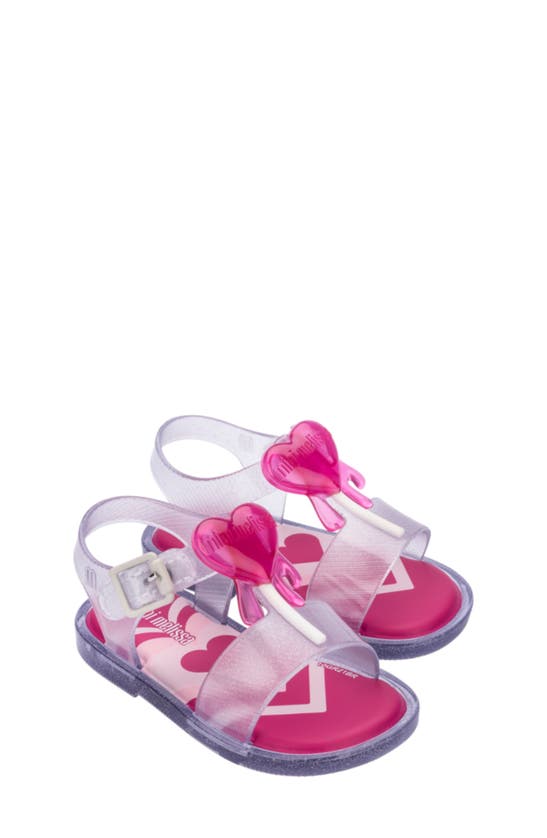Melissa Kids' Mini Mar Jelly Pop Glitter Sandal In Clear Glitter/ Pink