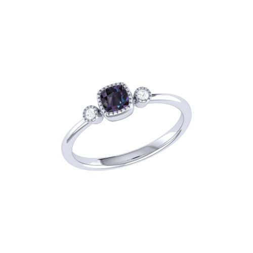 Shop Luvmyjewelry Cushion Cut Alexandrite & Diamond Birthstone Ring In White Gold