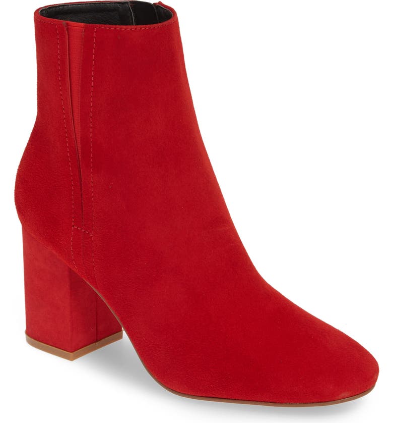 HALOGEN<SUP>®</SUP> Abbi Block Heel Bootie, Main, color, RED SUEDE