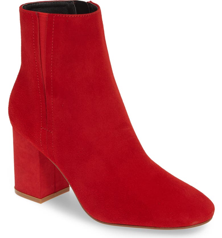 HALOGEN<SUP>®</SUP> Abbi Block Heel Bootie, Main, color, RED SUEDE