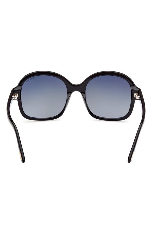 Tom Ford Hanley 57mm Gradient Butterfly Sunglasses In Shiny Black/gradient Smoke