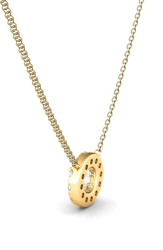 Shop Hautecarat Round Brilliant Halo Lab Created Diamond Pendant Necklace In 18k Yellow Gold