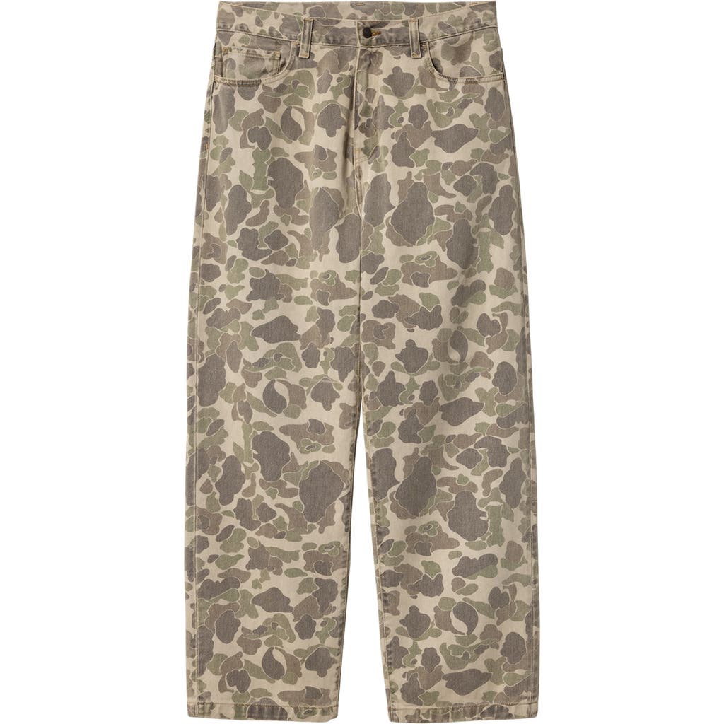 Carhartt Work In Progress Duck Landon Camo Loose Tapered Organic Cotton Jeans in Camo Duck Black Bleached