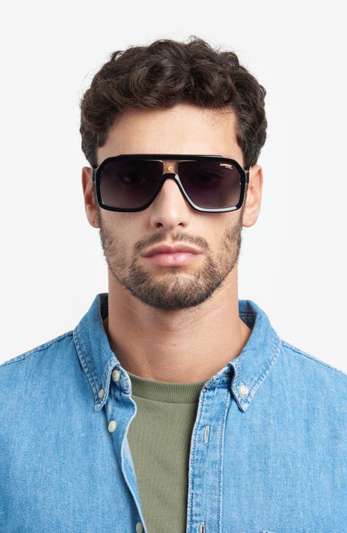 Carrera Eyewear 60mm Gradient Polarized Rectangular Sunglasses In Black Grey/grey