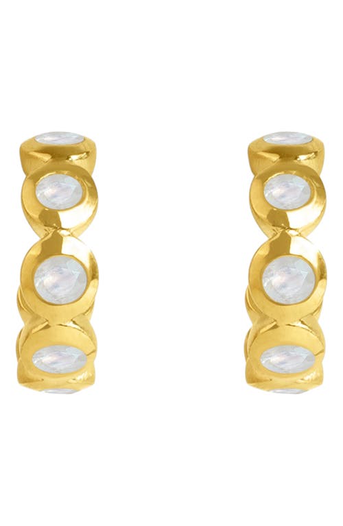 Shop Dean Davidson Signature Eternity Huggie Hoop Earrings In Moonstone/gold