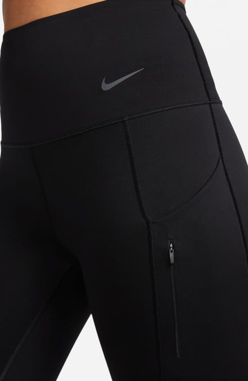 Shop Nike Dri-fit Go Firm Support High Waist Crop Leggings In Black/black