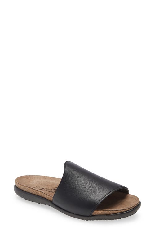 Naot Skylar Slide Sandal in Soft Black Leather