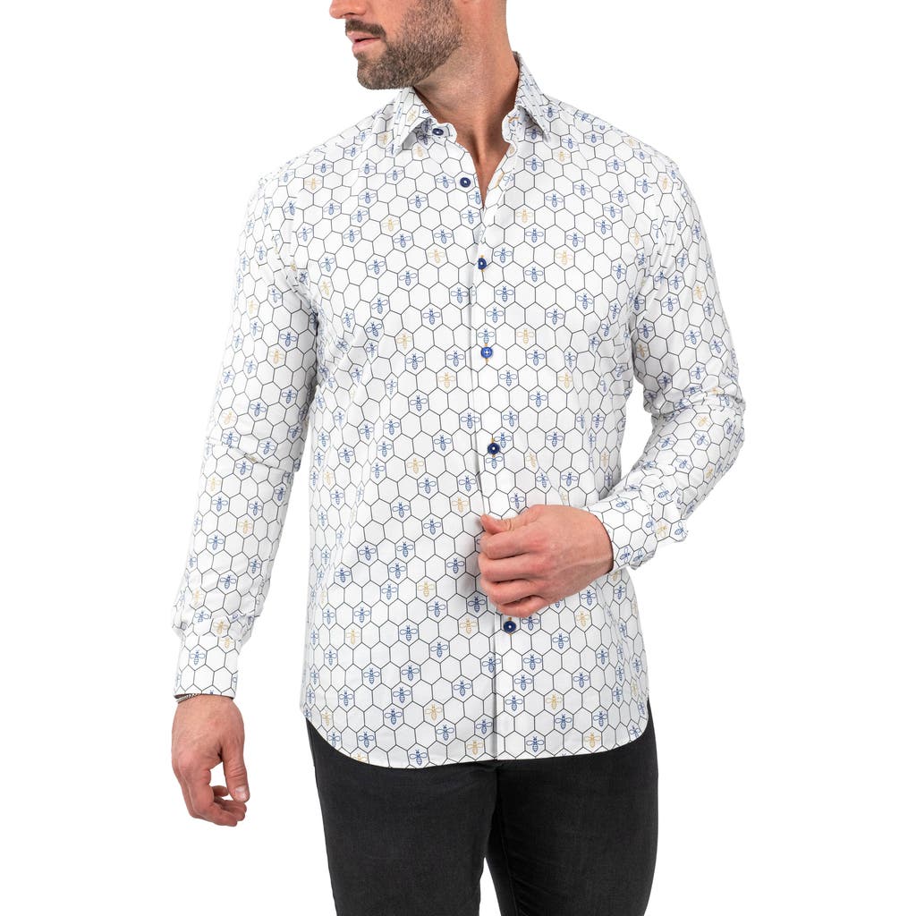 Maceoo Fibonacci Bumblegon White Contemporary Fit Button-up Shirt In White