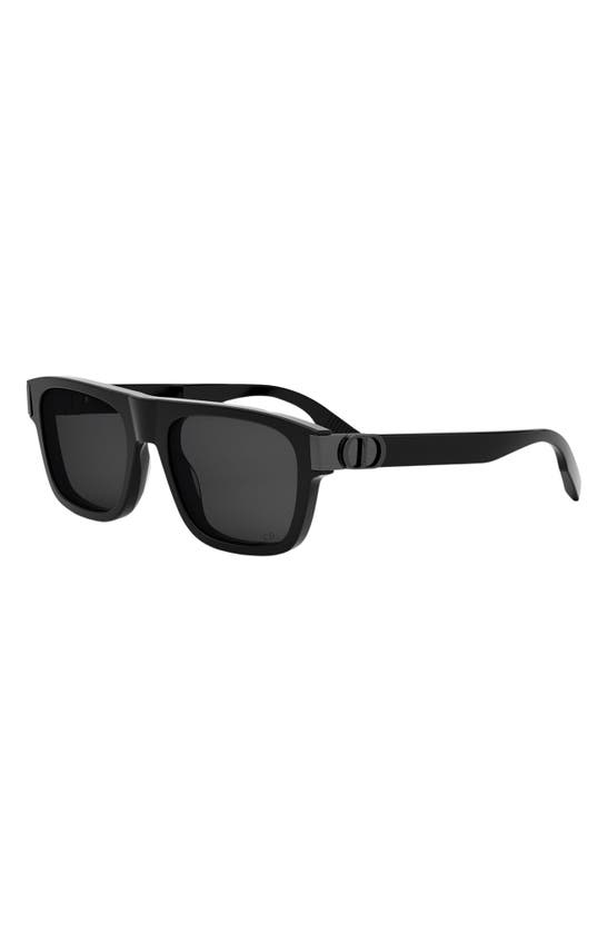 Shop Dior Cd Icon S3i 55mm Square Sunglasses In Shiny Black / Smoke