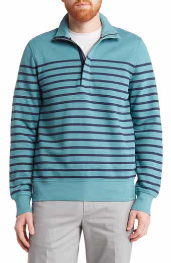 Brooks Brothers Mariner Stripe Cotton Blend Half-Zip Sweatshirt
