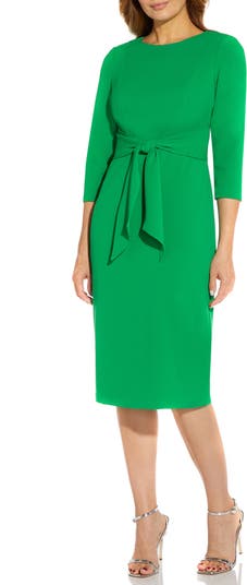 Adrianna Papell Tie Waist Crepe Sheath Dress Nordstrom