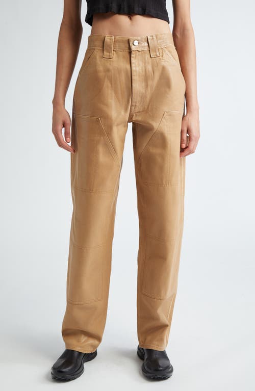 Dion Lee Laminated Wide Leg Carpenter Jeans Timber at Nordstrom,