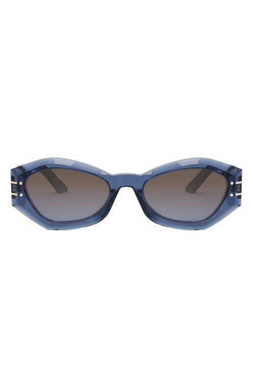 Shop Dior 'signature B1u 55mm Butterfly Sunglasses In Shiny Blue/gradient Bordeaux