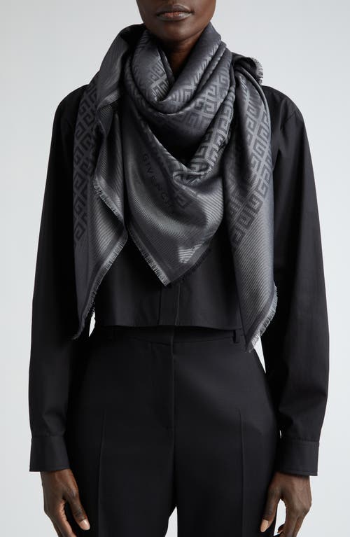 Shop Givenchy 4g Jacquard Silk & Wool Scarf In 2-dk Grey/grey