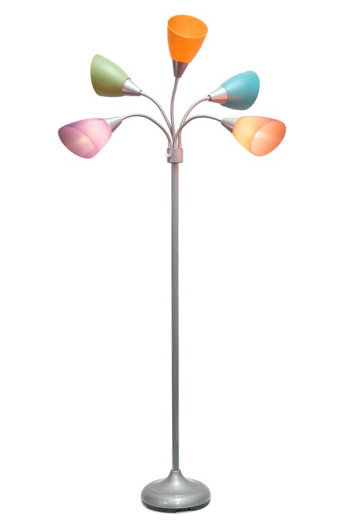 Shop Lalia Home Five Light Goose Neck Floor Lamp In Silver/multicolor Shades