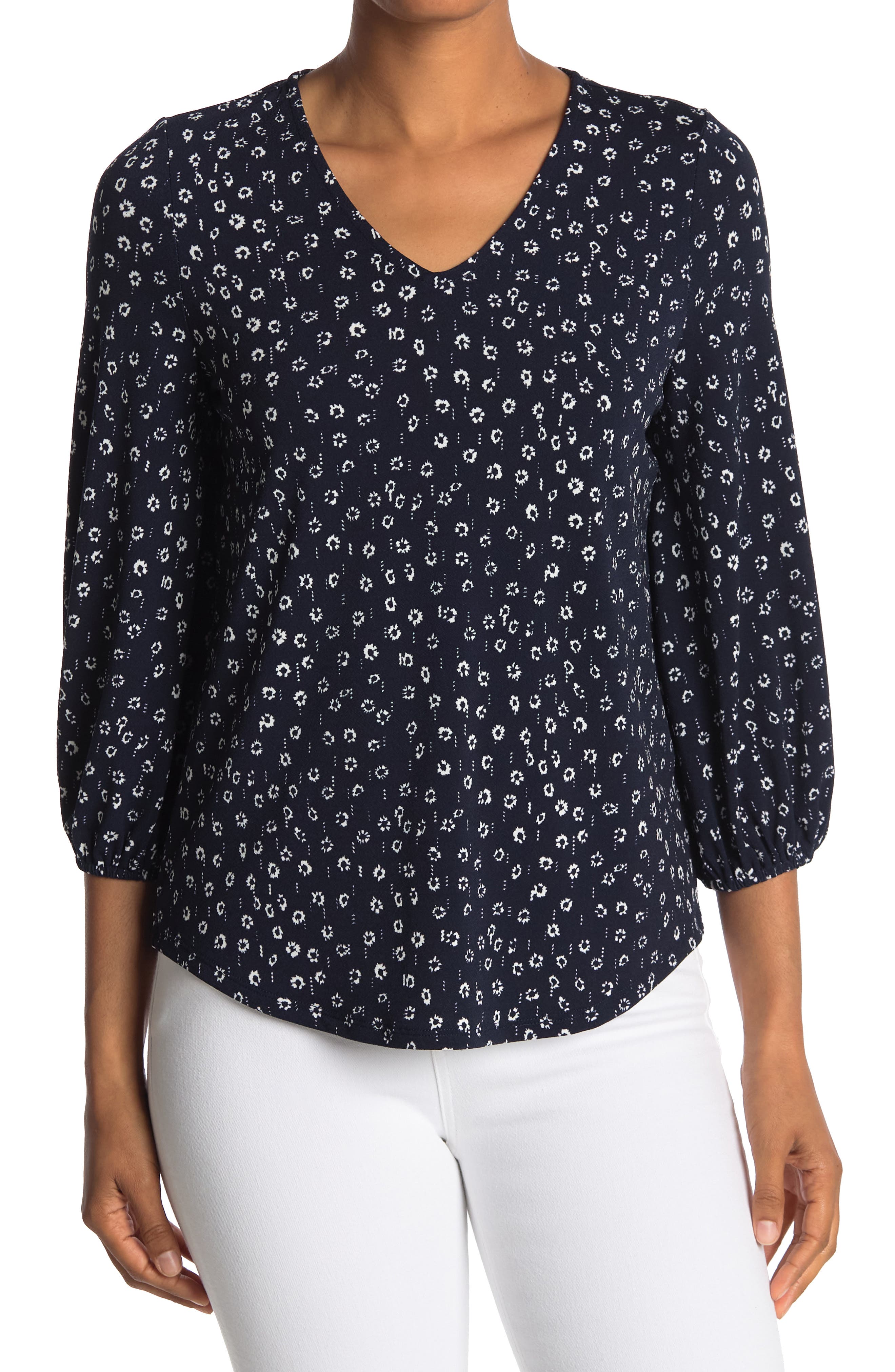 Adrianna Papell Polka Dot Printed Blouse In Open Miscellaneous20