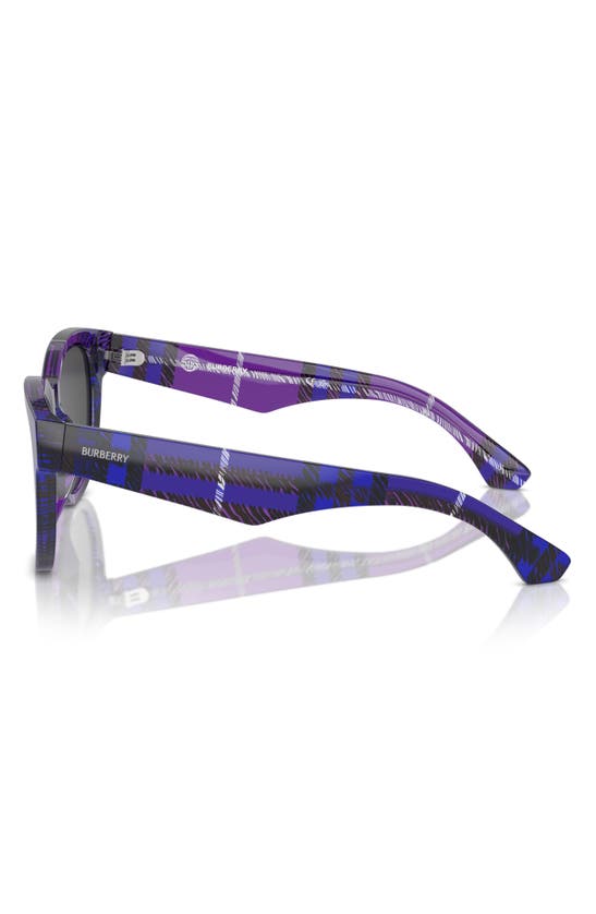 Shop Burberry 54mm Round Sunglasses In Grape Plaid
