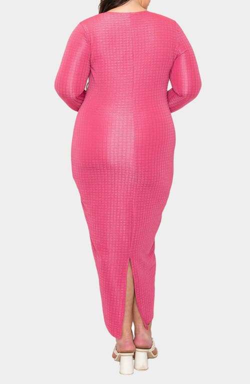 L I V D Kylo Textured Long Sleeve Midi Dress In Rose