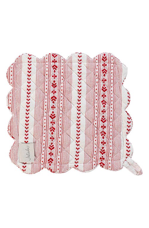 Juliska Villa Stripe Oven Mitt And Pot Holder Set Of 2 In Ruby