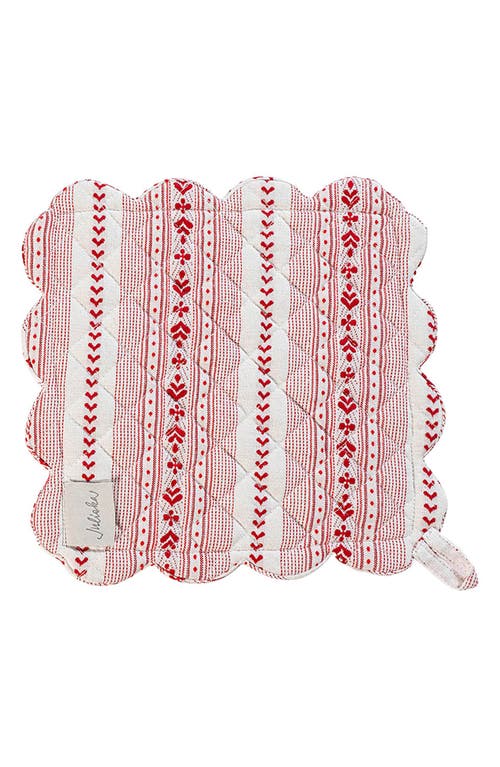 Shop Juliska Villa Stripe Oven Mitt & Potholder Set In Ruby