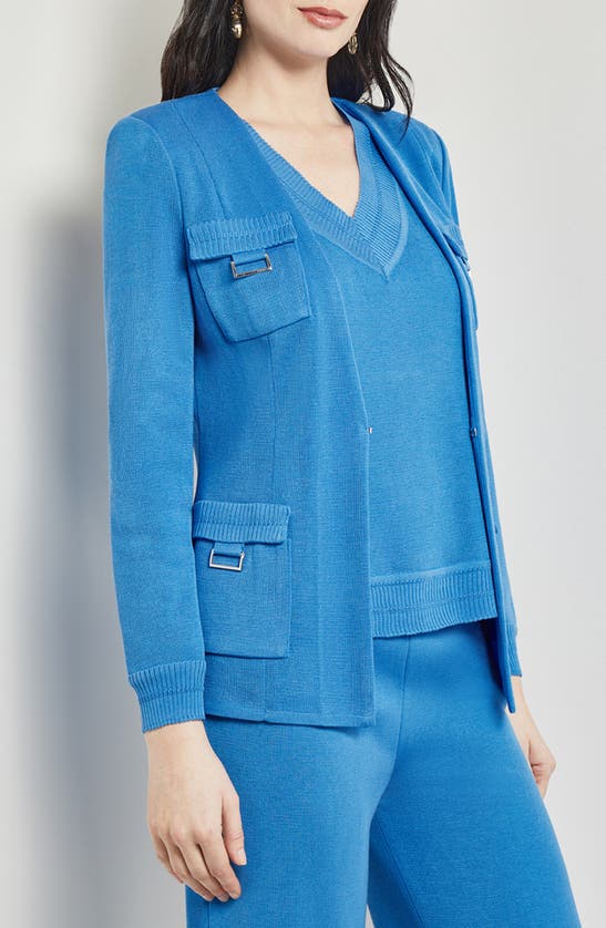 Shop Misook Knit Jacket In Adriatic Blue