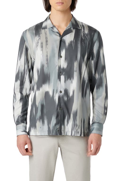 Bugatchi Julian Abstract Print Cotton Button-Up Camp Shirt Willow at Nordstrom,