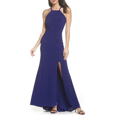 Morgan & Co. Strappy Trumpet Gown, /4 - Blue