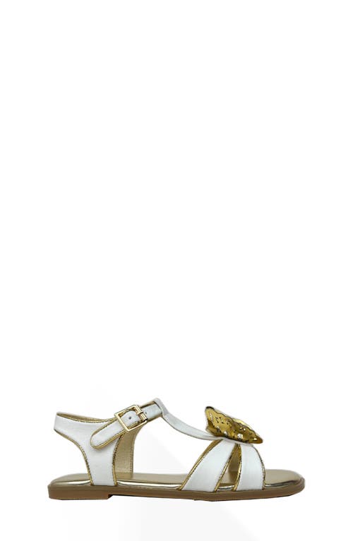 Shop Yosi Samra Kids' Miss Butterfly Ankle Strap Sandal In White/gold