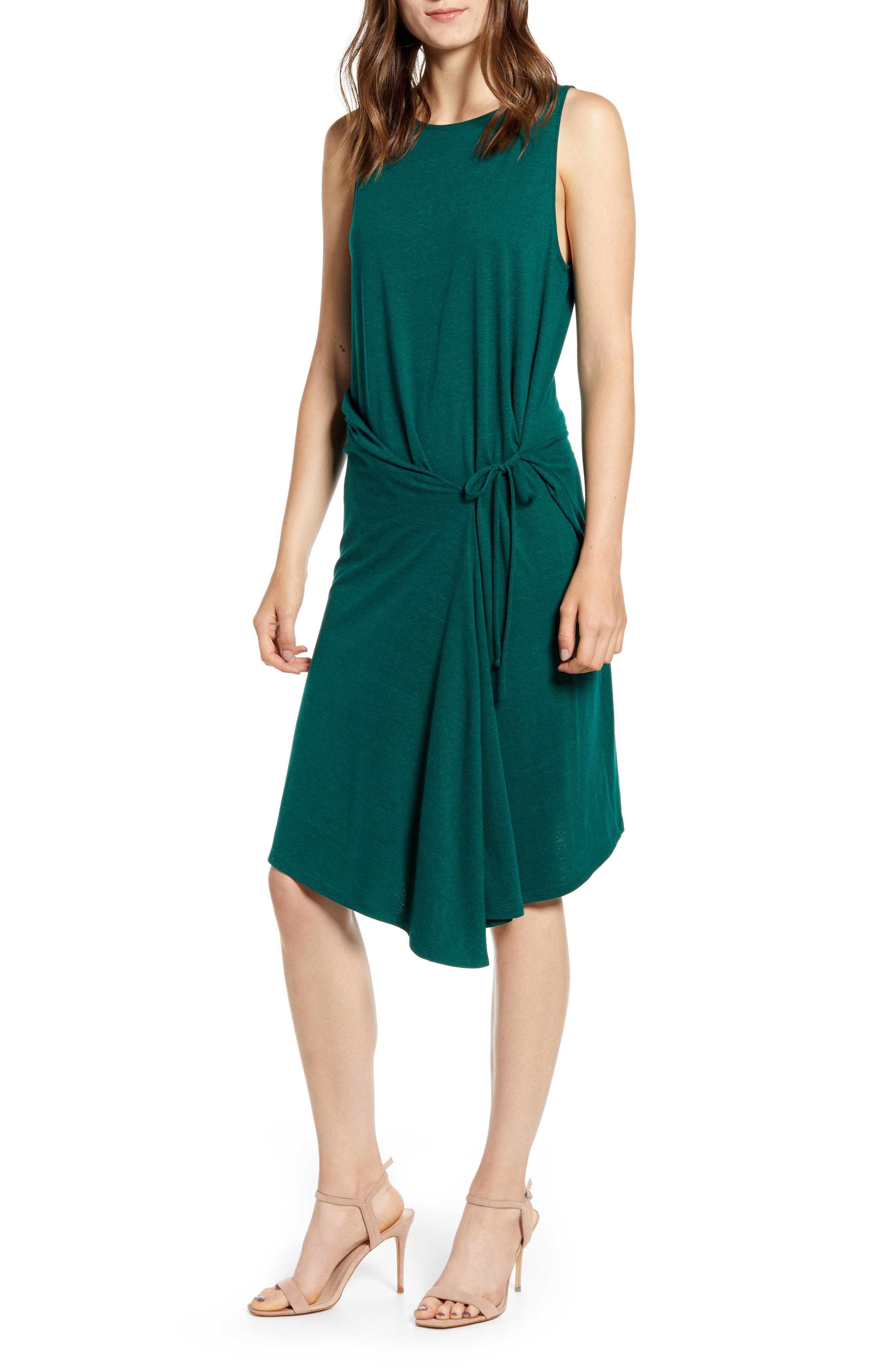 Chelsea28 Asymmetrical Tank Dress, Green