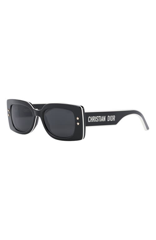 Shop Dior 'pacific S1u 53mm Rectangular Sunglasses In Shiny Black/smoke